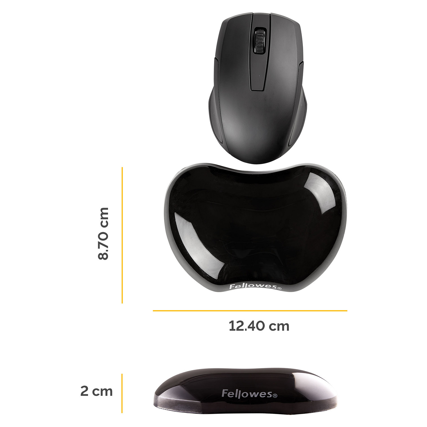 Mbështetës Kyçi Fellowes 9112301 Flex Rest / Xhel Ergonomik / Rezistent ndaj Njollave / 122 × 88 × 18 mm - Zezë - 2
