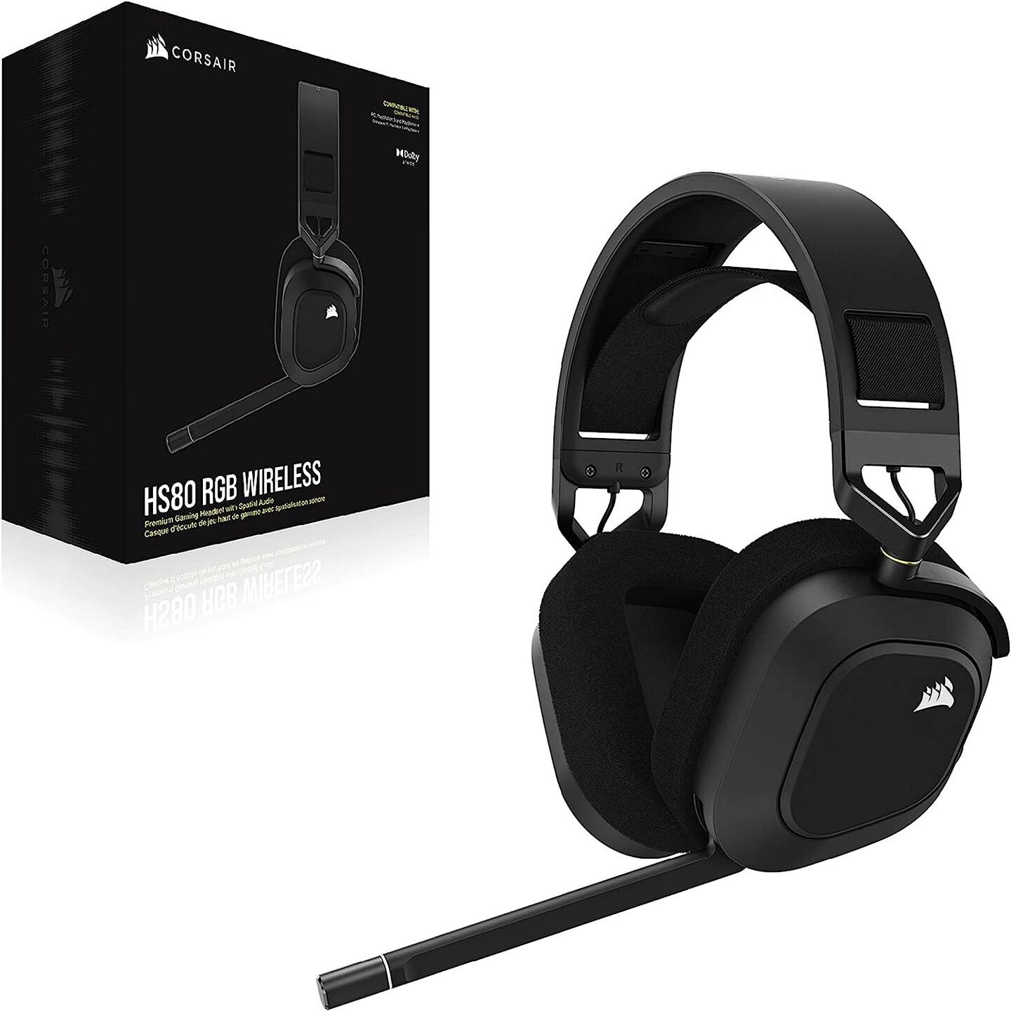 Kufje Gaming Corsair HS80 MAX Wireless, 2.4GHz, Bluetooth, 50mm, Dolby Atmos, RGB, Mikrofon - Zezë - 4