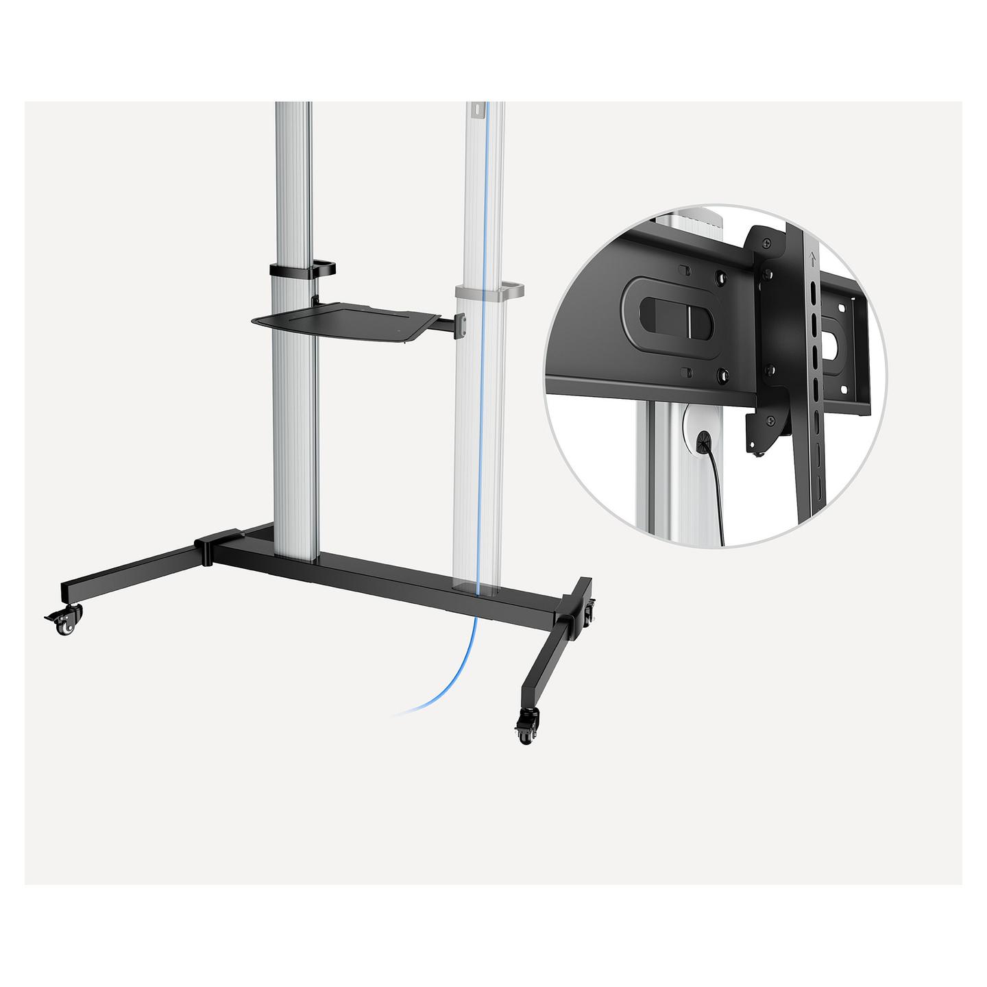 Mbajtëse për TV Manhattan 462563, 60–100", VESA deri në 1000×600mm, 80kg, Lartësi e Rregullueshme, me Rrota - Argjend/Zezë - 8