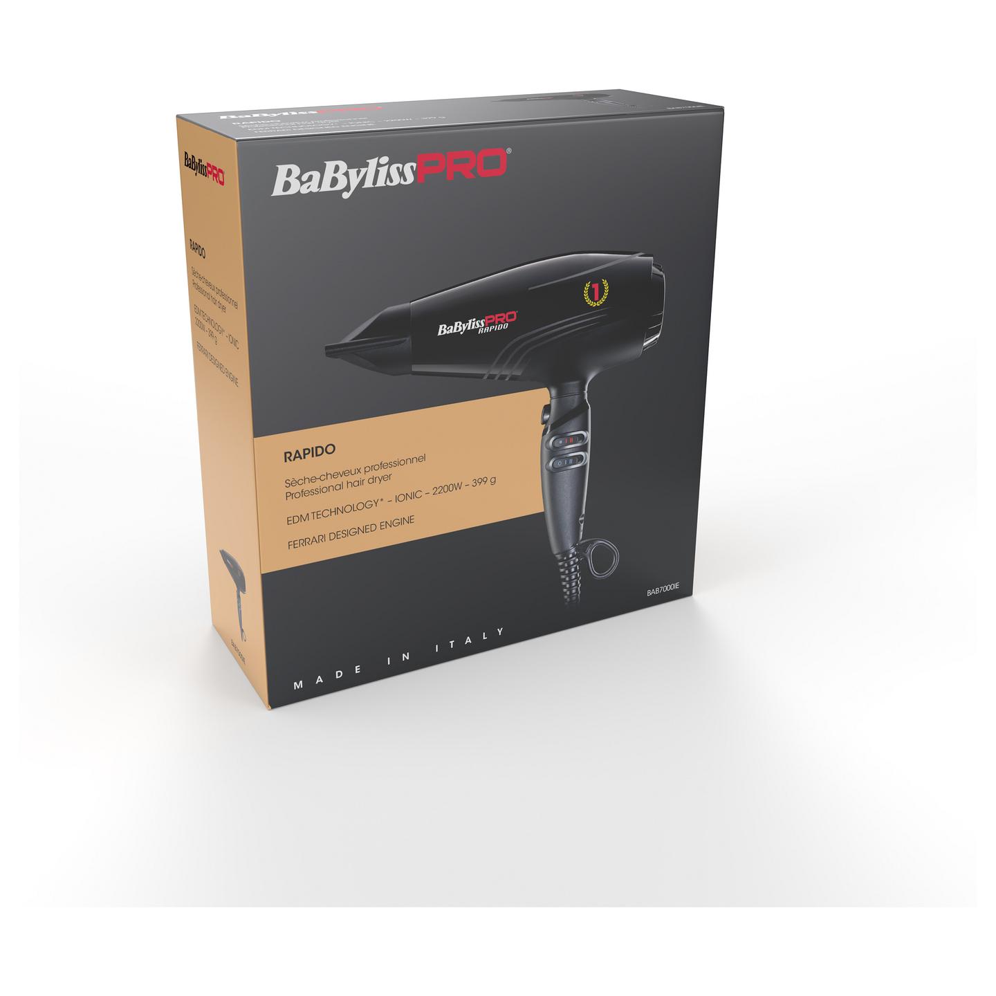 Tharëse për Flokë BaBylissPRO Rapido Ferrari BAB7000IE, 2200W, Motor Digjital EDM, Jonizim, 6 Nivele Shpejtësie dhe Temperature, 399g – Zezë - 2