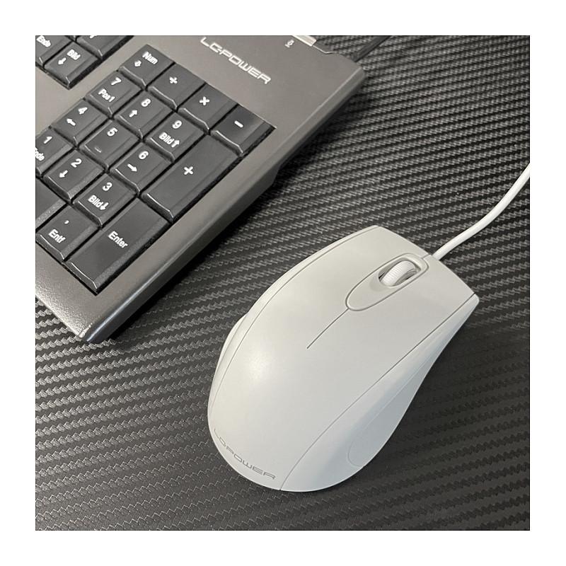 Maus me kabllo LC-Power, USB, 800 DPI, 3 Butona – Bardhë - 11