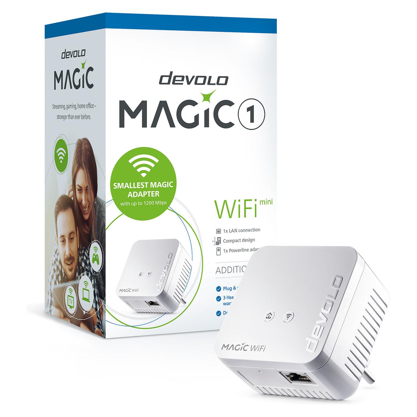 Power-LAN devolo Magic 1 WiFi mini, 1200Mbps, G.hn, Wi-Fi 4 300Mbps, 1× Fast Ethernet 10/100Mbps, Mesh, MIMO - Bardhë - 3