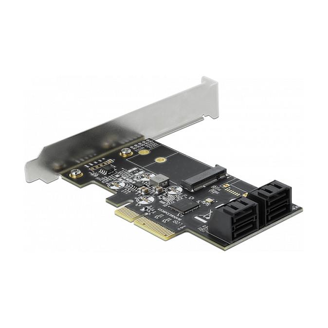 Kartë Zgjerimi PCI Express Delock 90396 / PCIe 3.0 x4 / 4x SATA 6Gbps + 1x M.2 Key B / JMicron JMB585 / Low Profile - 3