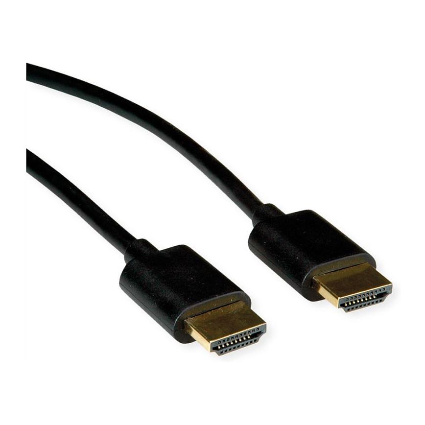 Kabllo HDMI ROLINE 11.04.6017 / HDMI në HDMI / 2m / High Speed / Ethernet / 4K 60Hz / Slim - Zezë - 2