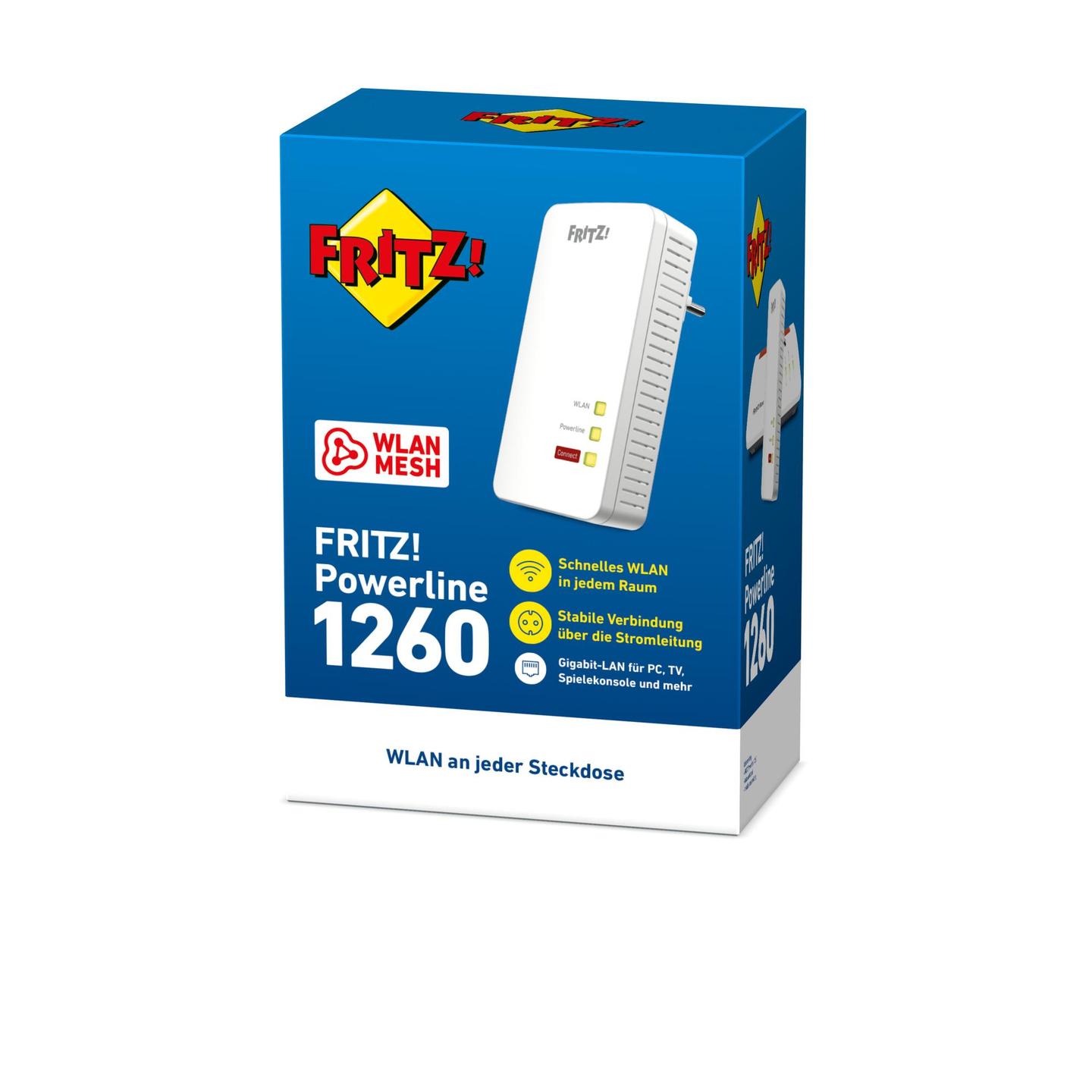 Power-LAN FRITZ!Powerline 1260 / 20002789 / 1200Mbps / Wi-Fi 5 / Gigabit LAN / Mesh – Bardhë - 3