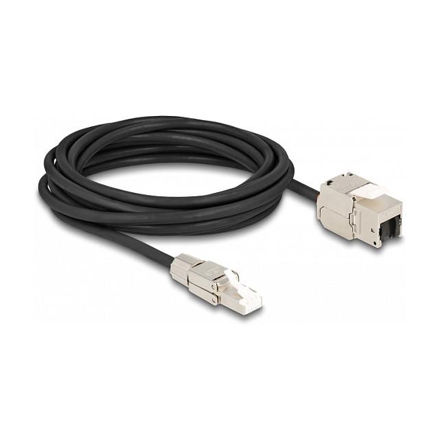 Kabllo për Rrjet DeLOCK 87245 / Cat 6A / S/FTP / RJ-45 Mashkull → Keystone RJ-45 Femër / 5m - Zezë/Argjend