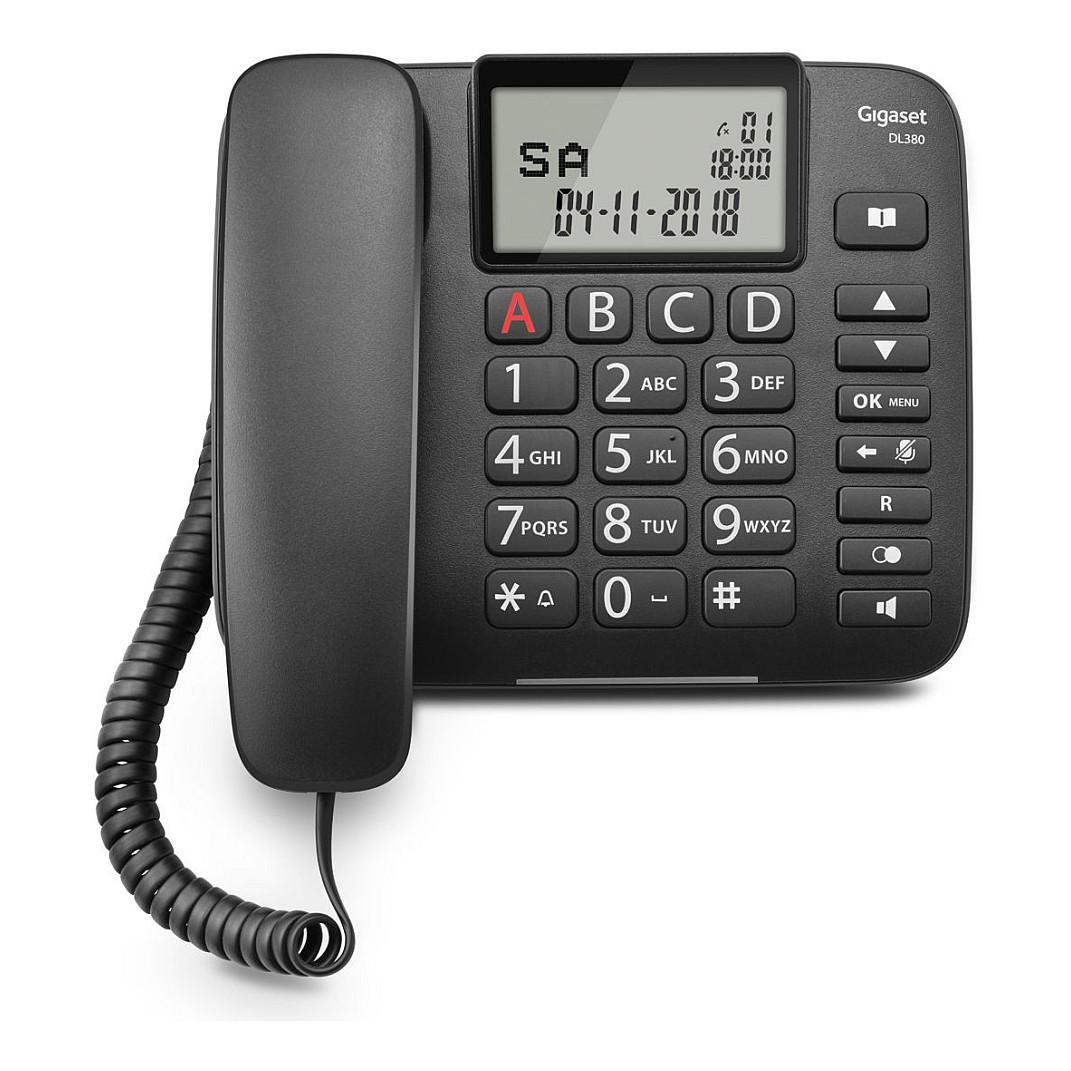 Telefon i Thjeshtë Gigaset DL380, analog, me kabllo, ekran LCD monokrom - Zezë - 8