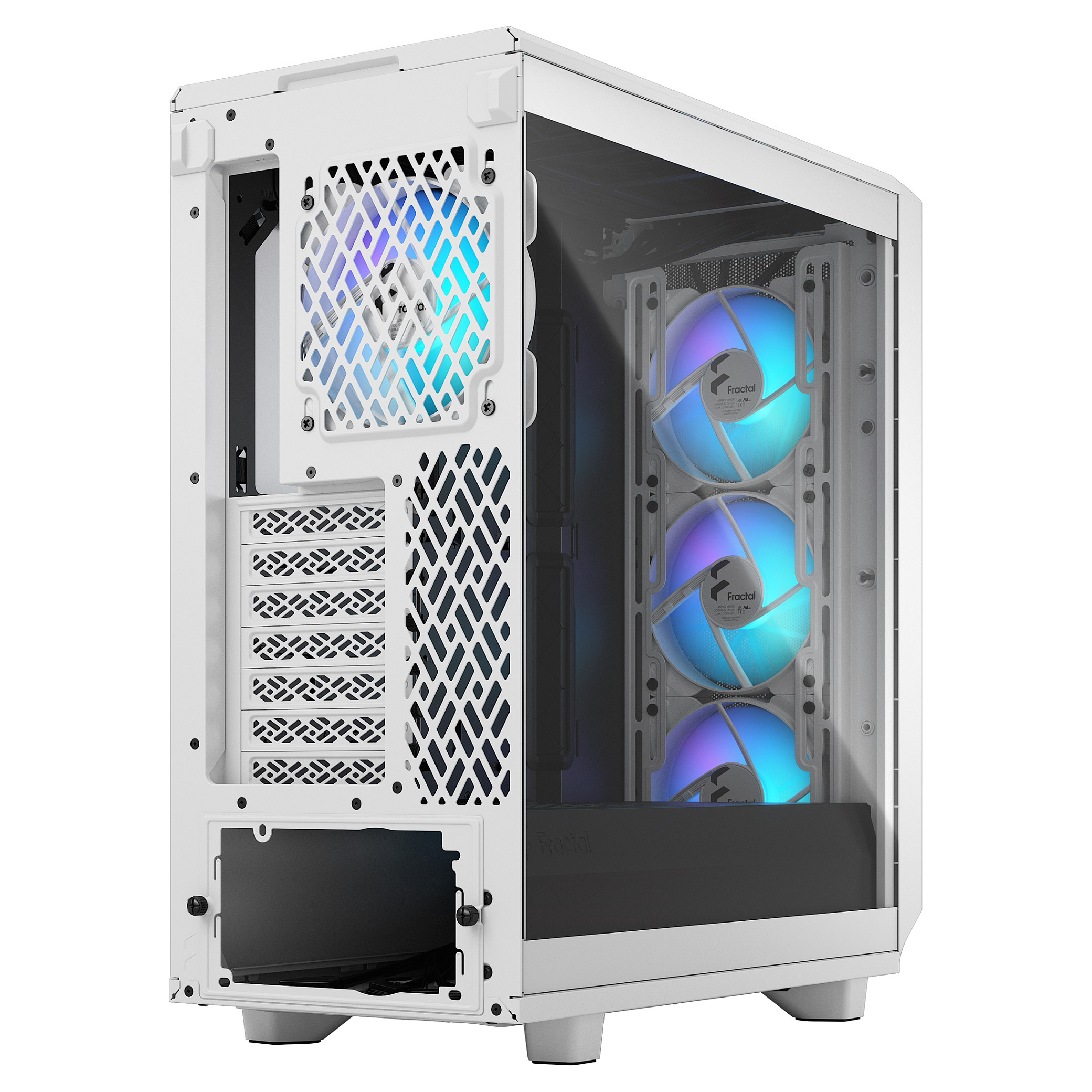 Kasë PC Fractal Design Meshify 2 Compact RGB / Mid Tower / ATX / 3x 120mm + 1x 120mm RGB Fan / Tempered Glass - Bardhë - 12