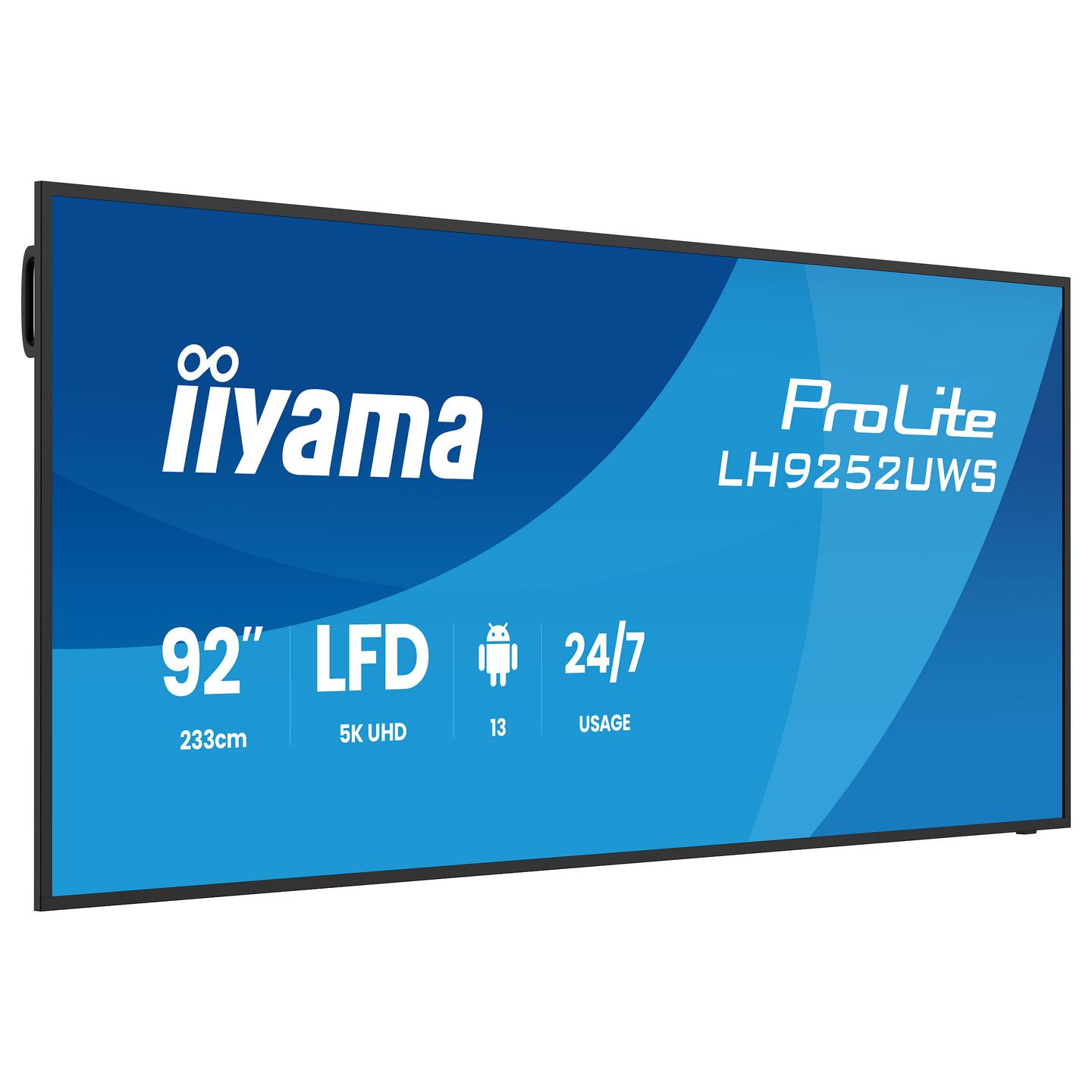 Digital Signage iiyama ProLite LH9252UWS-B1AG, 92", 5K UHD, VA, 21:9, 500cd/m², HDMI, DisplayPort, USB-C - Zezë - 7