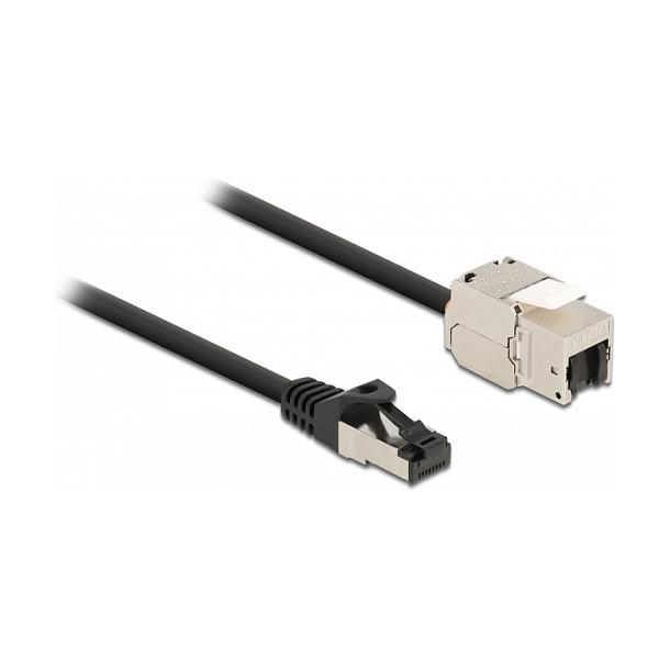 Kabllo për Rrjet DeLOCK 87028 / Cat 6A / S/FTP / RJ-45 Mashkull → Keystone RJ-45 Femër / 2m - Zezë