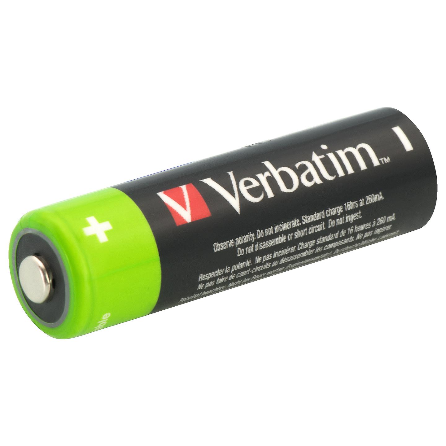Bateri të Vogla të Rikarikueshme Verbatim AA, NiMH, 1.2V, 2500mAh, 4 copë - 2