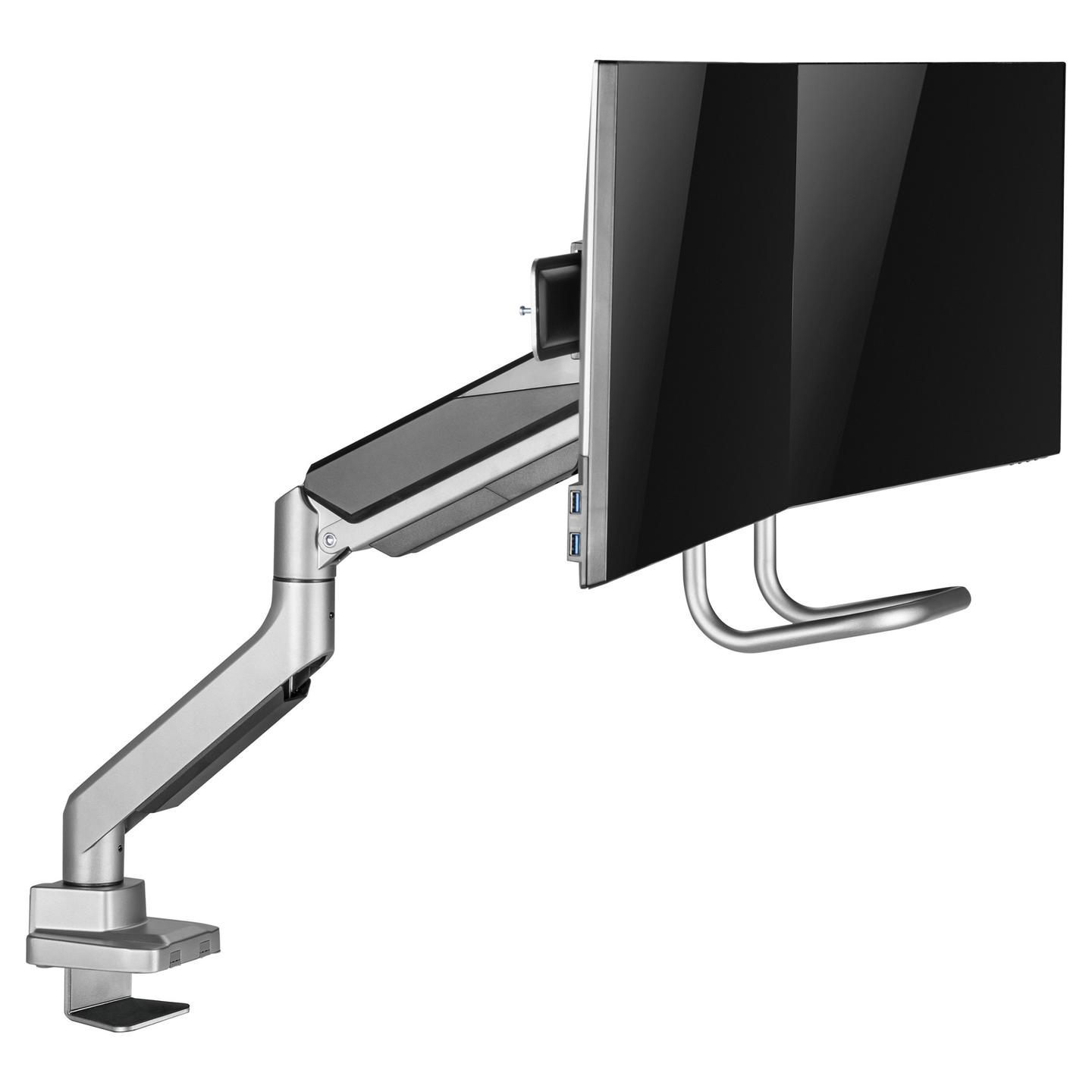 Mbajtëse për Monitor Equip 650161 / 2 Monitorë / 17"-32" / 18kg / Gas Spring / Clamp-Grommet / Tilt ±10° / Swivel ±10° - Zezë - 4