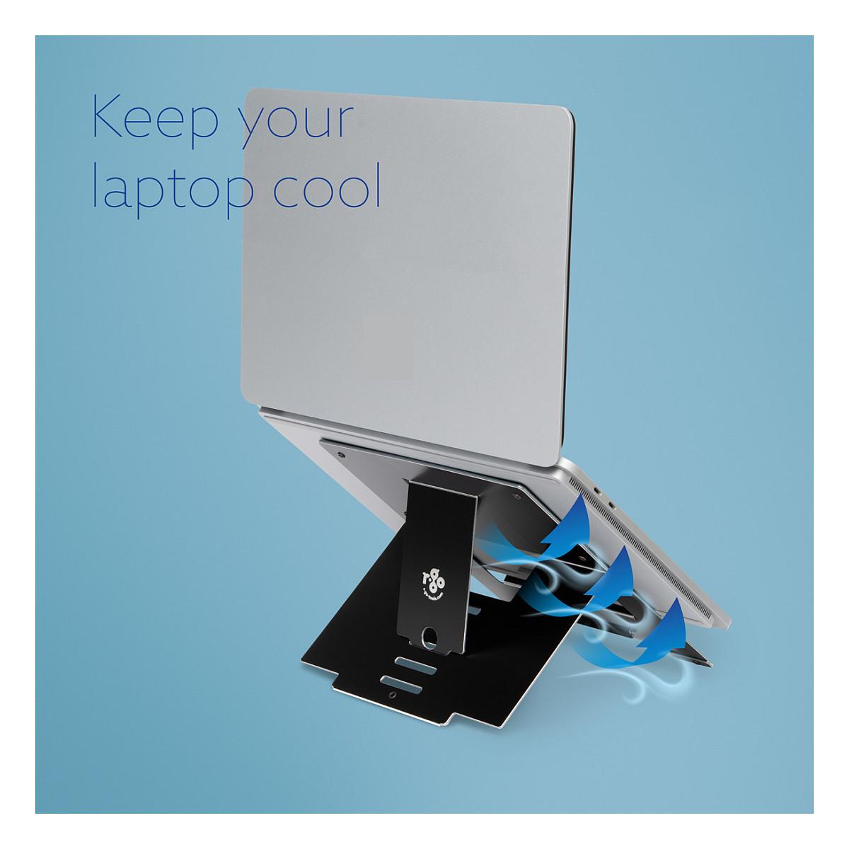 Mbajtëse për Laptop R-Go Riser Flexible / E rregullueshme / 10–22" / 5 kg / 135–220 mm / 5 pozicione - Zezë - 10