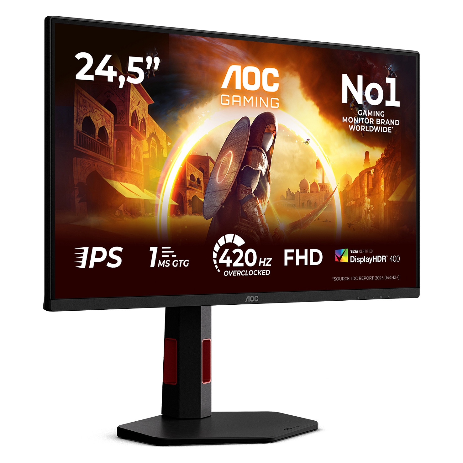 Monitor Gaming AOC G4 25G4KUR / 24.5" / Full HD LED IPS / 300Hz / 1ms / HDMI+DP+USB - Zezë/Kuqe - 21