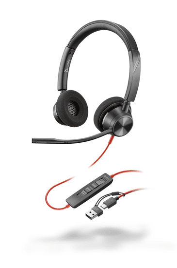 Kufje me kabllo HP Poly Blackwire 3320 / On-Ear / USB-C + USB-A / 32mm / 131g – Zezë - 2