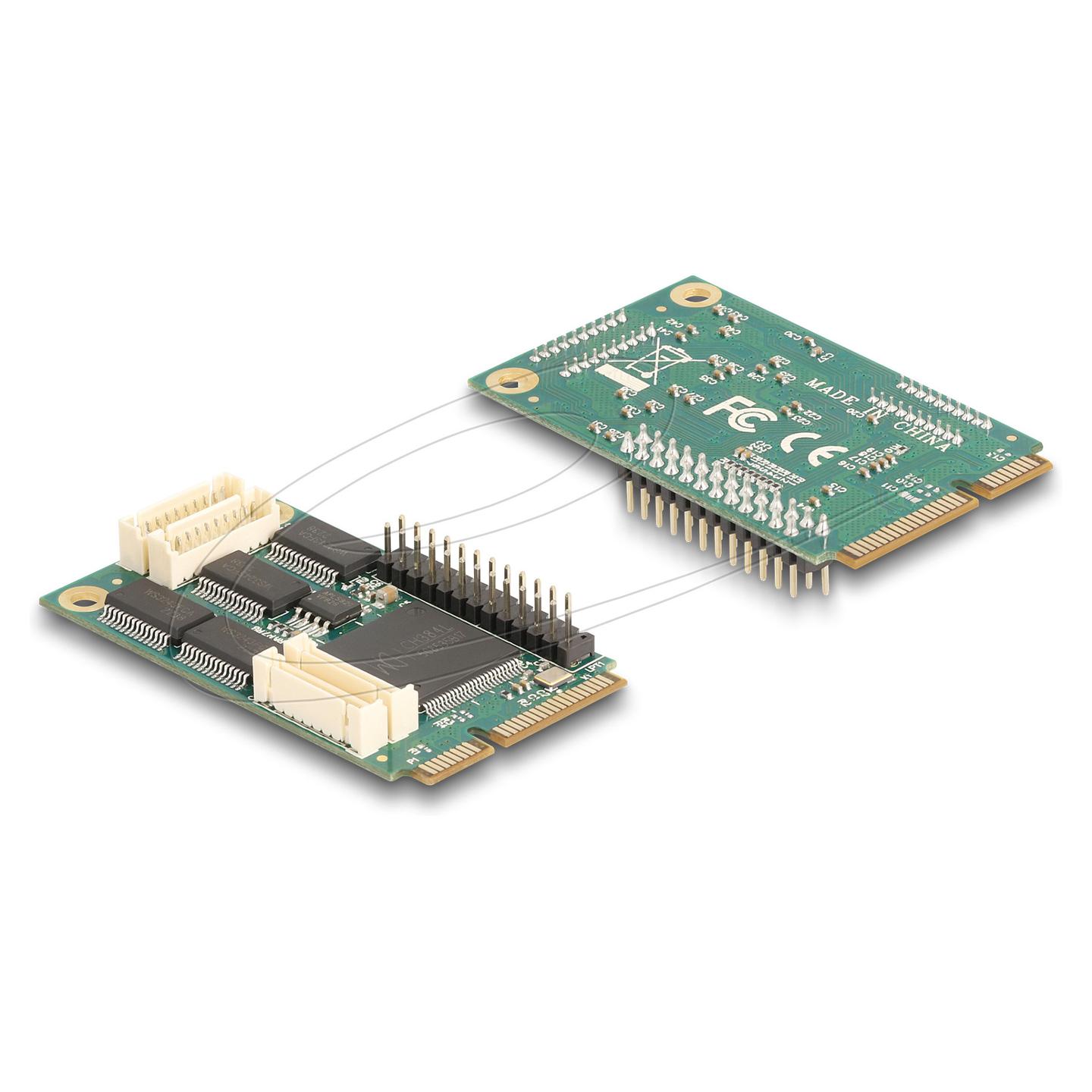 Kartë Zgjerimi Mini PCI Express Delock 95279 / Mini PCIe Full Size / 4x RS-232 DB9 + 1x Parallel DB25 / 460.8Kbps / WCH382L