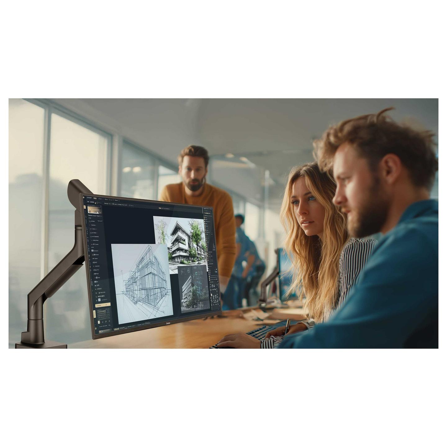 Mbajtëse për Monitor iiyama DS6001C-B1 / 1 Monitor / 17–49" / 2–27kg / VESA 75x75 & 100x100 / Gas Spring / Rotacion 360° - Zezë - 9