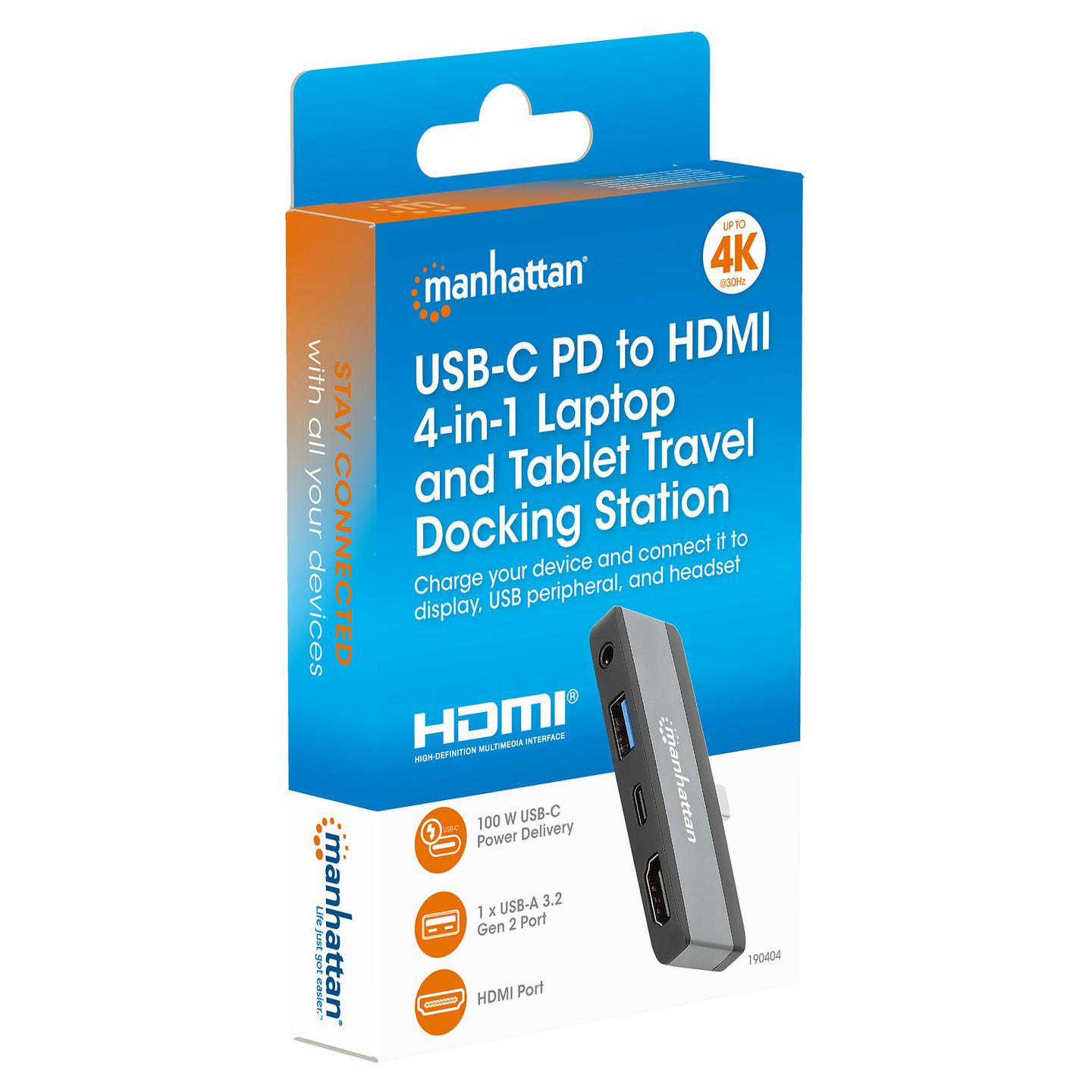 Docking Station Manhattan 190404 / 1x USB-A / 1x USB-C / HDMI / 3.5mm Audio / 100W PD – Hiri - 12