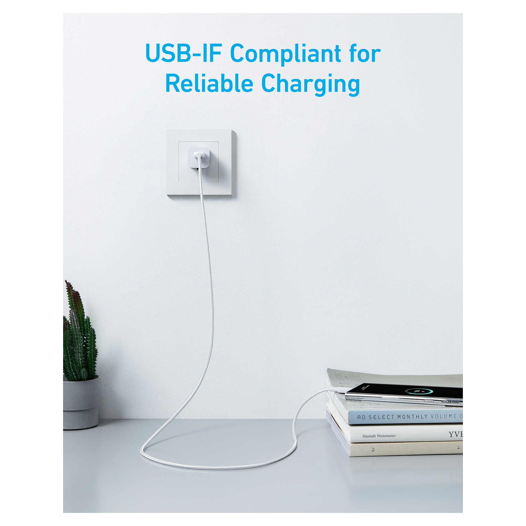 Kabllo USB Anker 322 / USB-A në USB-C / 1.8m / 45W / 480Mbps - Bardhë - 3