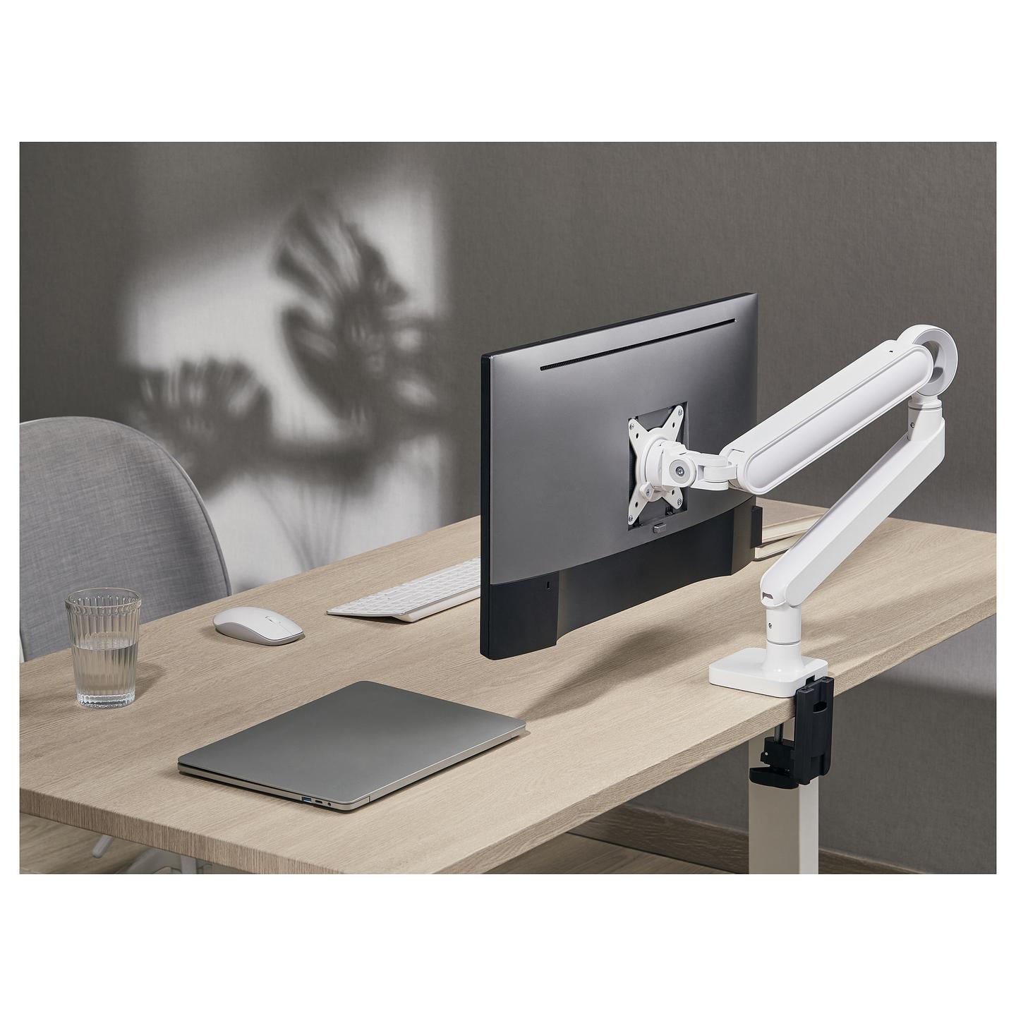 Mbajtëse për Monitor Equip 650185 / 1 Monitor / 17"-35" / 10.5kg / Gas Spring / Clamp-Grommet / Tilt ±40° / Swivel ±90° - Bardhë - 7