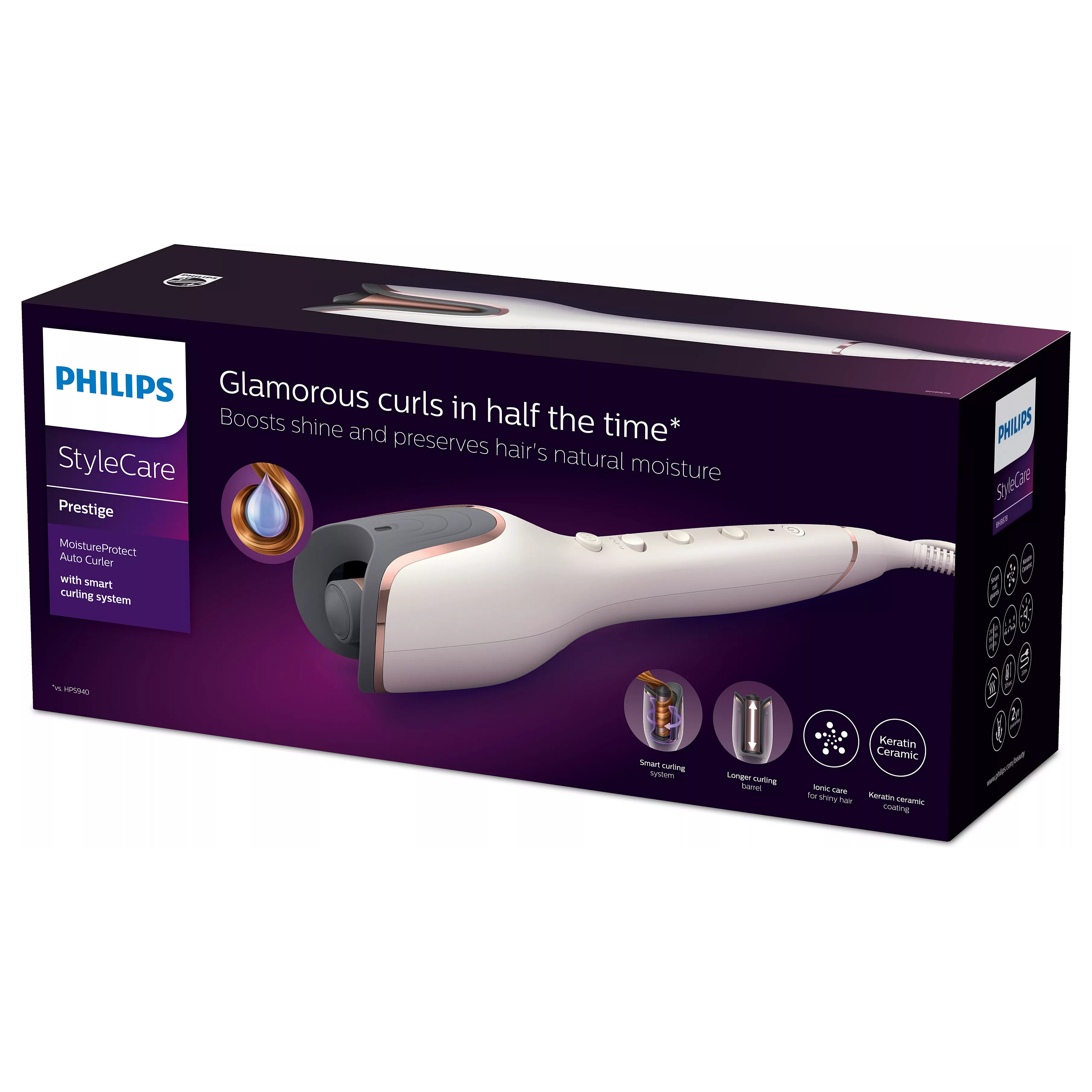 Stiluese për flokë për kaçurrela Philips StyleCare Prestige BHB878/00 / MoistureProtect / Ionic / Keratin-Ceramic / 27 Kombinime – Bardhë - 4