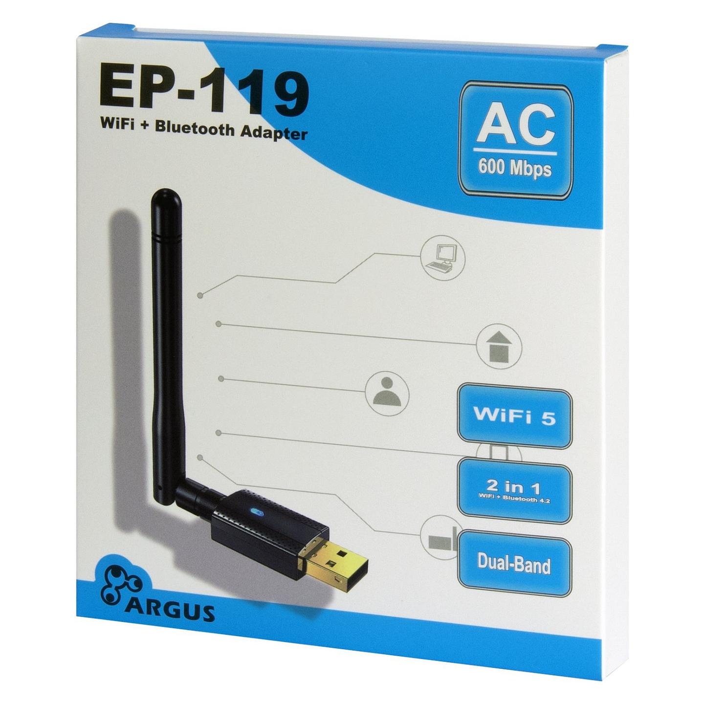 Antena për Rrjet WiFi USB Inter-Tech Argus EP-119 / Wi-Fi 5 802.11ac / 1200Mbps / Bluetooth 4.2 - Zezë - 4