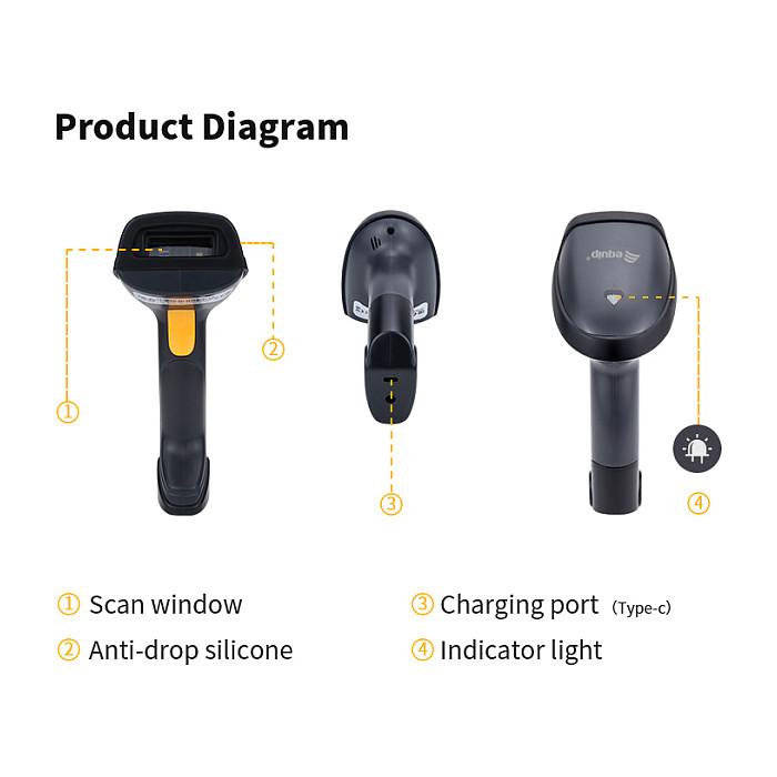 Skaner Barkodesh Equip 351024 / 1D/2D / LED / Wireless 2.4GHz / Me Bazë - Zezë - 7