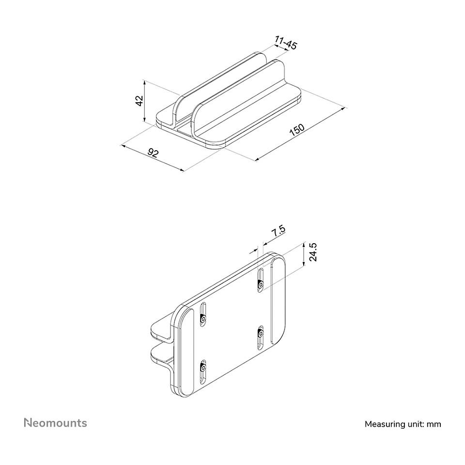 Mbajtës për Laptop Neomounts NSLS300, 11–17", i Rregullueshëm në Gjerësi, 5kg, Alumini - Gri - 9