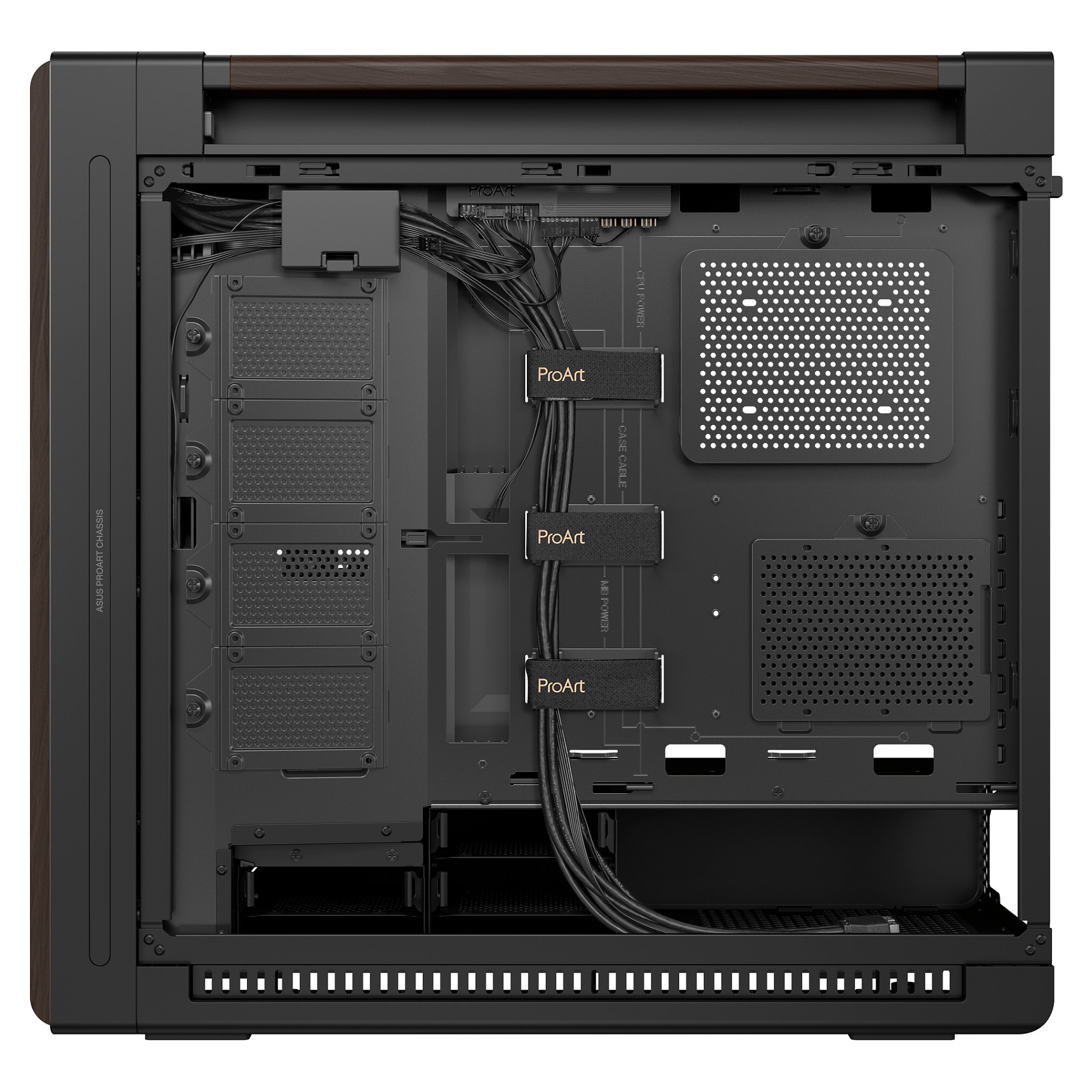 Kasë PC ASUS ProArt PA602 Wood Edition / Mid Tower / ATX / 2x 200mm Front + 1x 140mm Rear Fan / Wood Panel - Zezë - 17