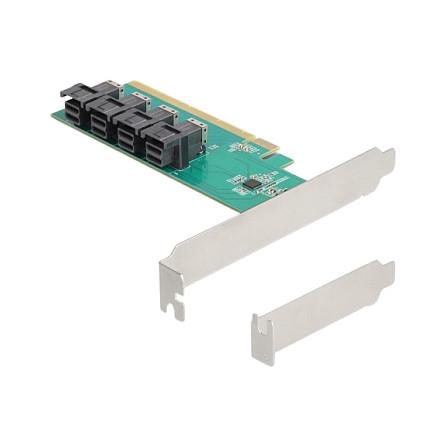 Kartë Zgjerimi PCI Express Delock 90777 / PCIe 4.0 x16 / 4x SFF-8643 NVMe / Bifurcation / Low Profile