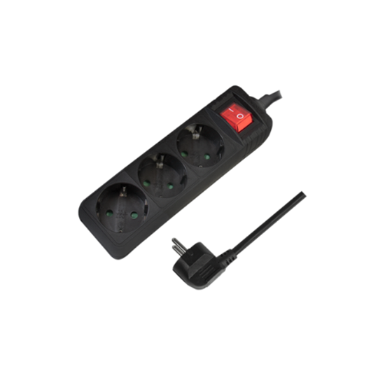 Prizë Elektrike LogiLink 3 Way me Switch / 3x CEE 7/3 /  kabllo 1.4m - Zezë