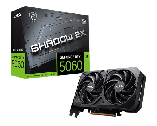 Kartelë Grafike Nvidia MSI GeForce RTX 5060 8B Shadow 2x OC BULK / 8GB GDDR7 / Gen 5 - e zezë