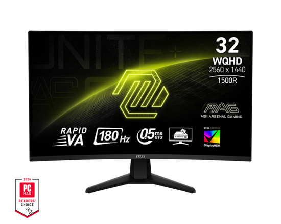 Monitor Gaming MSI MAG 32CQ6F / 31.5"/ WQHD Rapid VA / Curved / 180Hz / 0.5ms / HDMI+DP - Zezë