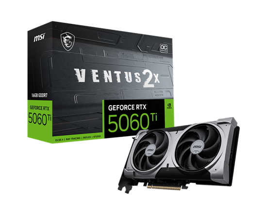 Kartelë Grafike MSI RTX 5060 Ti VENTUS 2X OC PLUS, 16GB GDDR7 - e zezë