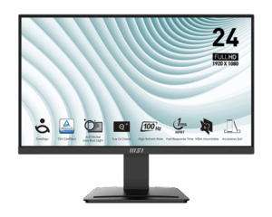 Monitor MSI PRO MP2412 / 23.8″ Full HD VA 100 Hz 4ms / HDMI, DP / e zezë