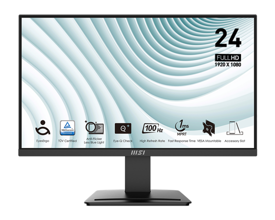 Monitor MSI PRO MP2412 / 23.8" Full HD VA FHD 100 Hz 4ms / HDMI, DP / e zezë