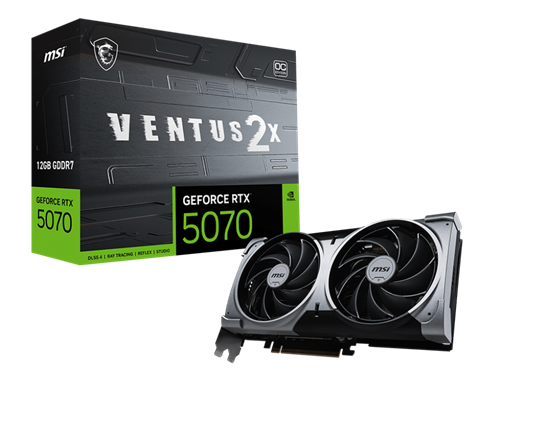 Kartë Grafike NVIDIA MSI GeForce RTX 5070 12G VENTUS 2X OC 12GB GDDR7 PCIe 5.0 Dual Fan - Zezë