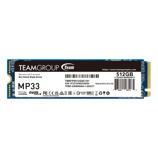 SSD e brendshme TeamGroup MP33 M.2 512GB PCIe Gen3x4 NVMe - Zezë