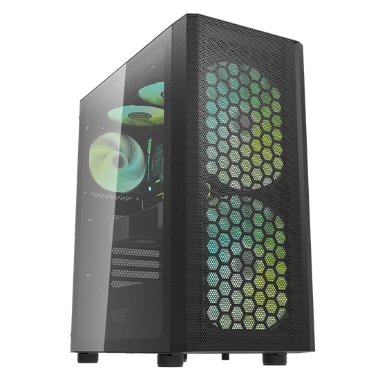 Kasë Darkflash DK360 / Mid‑Tower / 3xRGB Fans – Zezë