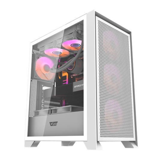 Kasë Darkflash DRX70 Mesh / Mid‑Tower / 4xRGB Fans 120mm – Bardhë