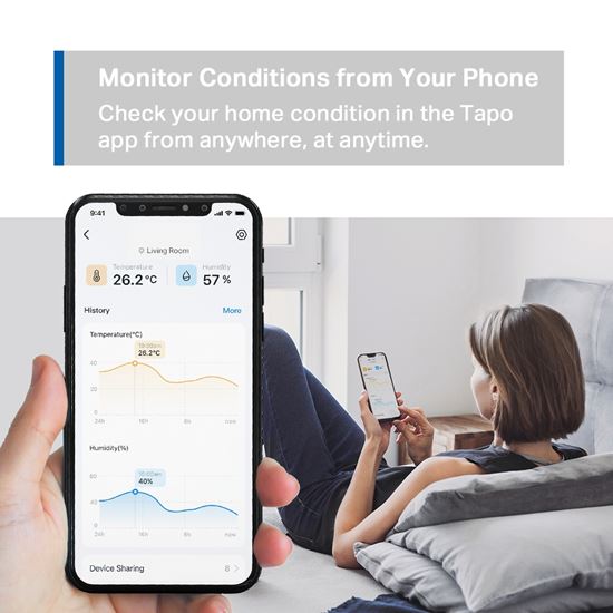 Monitor Inteligjent i Temperaturës dhe Lagështisë TP-Link Tapo T315 / 2.7" / Sensor Smart - Bardhë - Figura 5