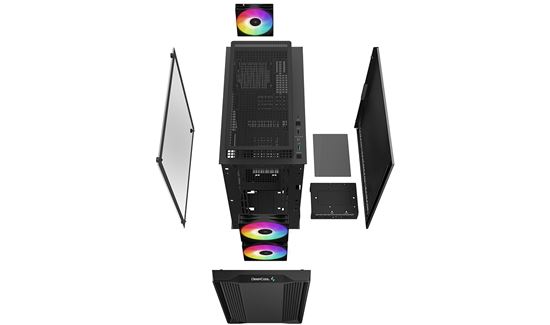 Kasë kompjuteri DeepCool CC360 ARGB Mid-Tower M-ATX/Mini-ITX / 3x120mm ARGB Fan të instaluar- Zezë - Figura 7