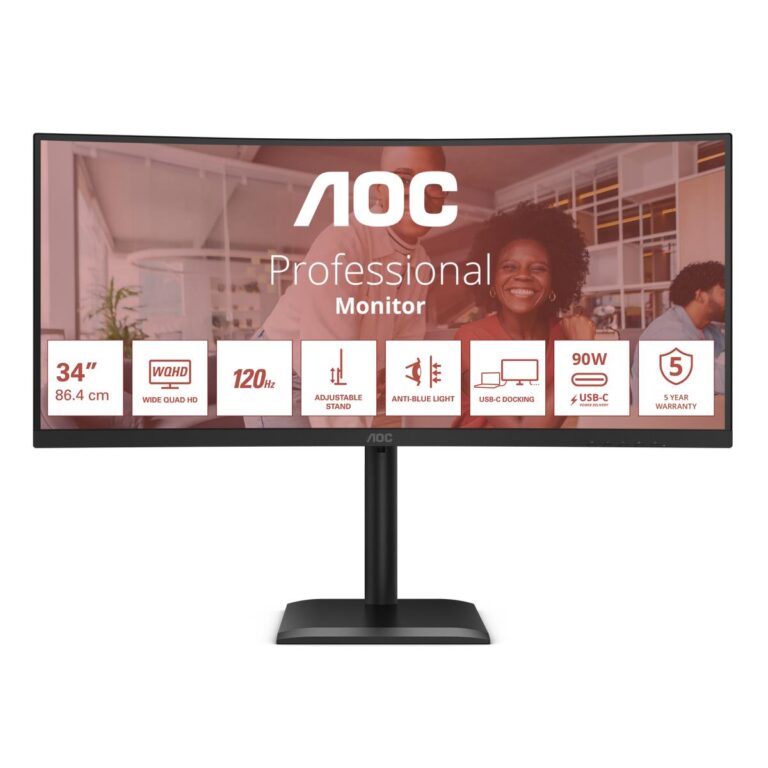 Monitor AOC CU34E4CV / 34"/ UWQHD VA Curved / 120Hz / 4ms / HDMI+DP+USB-C  - Zezë