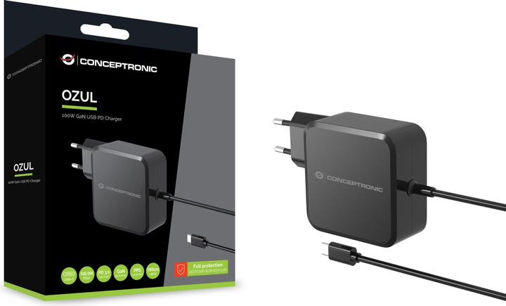 Adapter Conceptronic 1-Port GaN USB-C Charger / UK Plug / 100W / PD 3.0 / PPS – Zezë