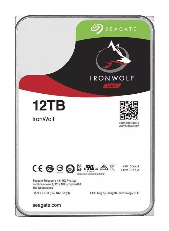 HDD e Brendshme Bundle SEAGATE NAS HDD 12TB IronWolf 7200rpm 6Gb/s SATA 256MB cache 3.5inch 24x7 CMR for NAS and RAID Rackmount Systeme BLK