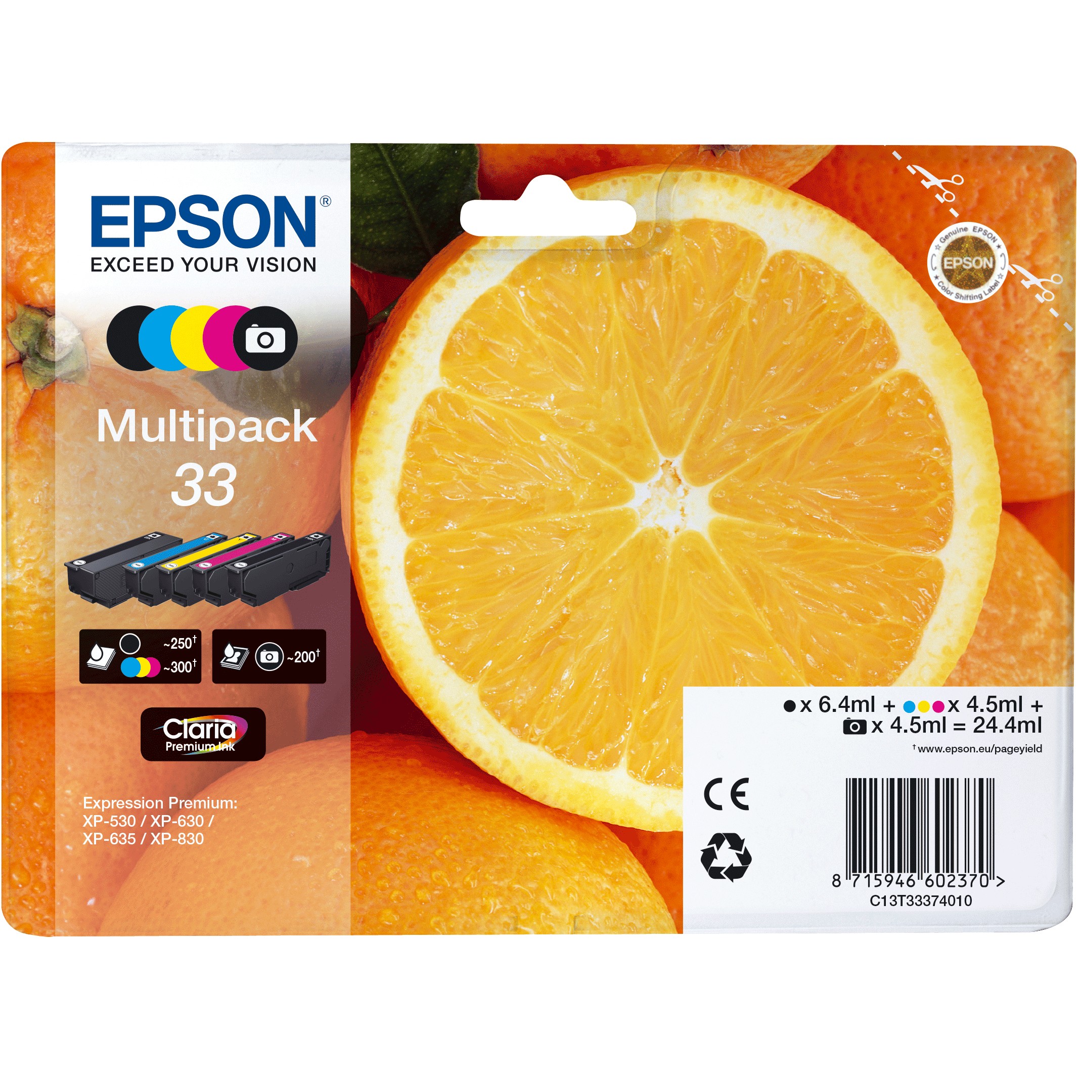 INK / Epson / 33 / Multipack / T3337 / Zezë-Rozë-Blu-Verdhë-Zezë Fotografike