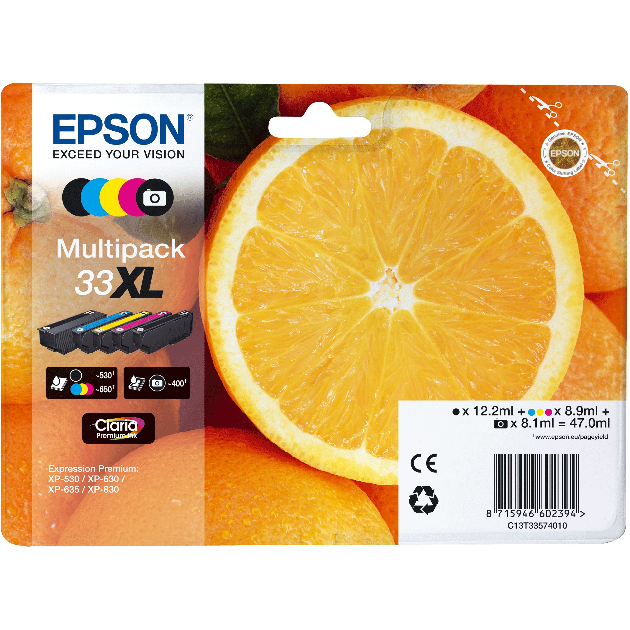 INK / Epson / 33XL / Multipack / C13T33574011 / Zezë-Rozë-Blu-Verdhë-Zezë Fotografike