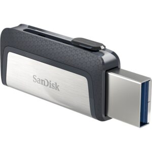 USB Flash Drive STICK 128GB USB 3.1 SanDisk Ultra Dual Drive Type-A/Type-C - e zezë dhe hiri