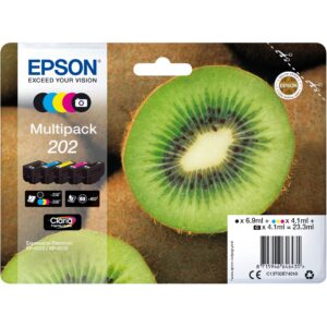 INK Epson 202 C13T02E74010 5er Multipack / deri në 300 faqe – Set me 5 ngjyra (Zezë/ Blu/ Rozë/ Verdhë/ Zezë fotografike)