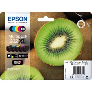 INK Epson 202XL 1LB Multipack 5-Color Ink Set (Kiwi / Claria Premium Ink)